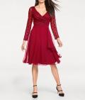 Designer-Spitzen-Chiffonkleid rot
