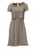 Designer-Spitzen-Chiffonkleid taupe