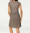 Designer-Spitzen-Chiffonkleid taupe