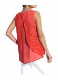Designer-Spitzen-Chiffontop koralle