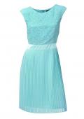 Designer-Spitzen-Plisseekleid aqua