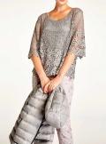 Designer-Spitzenbluse + Top grau