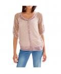 Designer-Spitzenjacke + Top rosa-sand