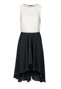 Designer-Spitzenkleid ecru-schwarz