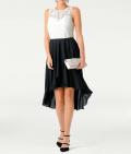Designer-Spitzenkleid ecru-schwarz