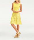 Designer-Spitzenkleid gelb