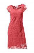 Designer-Spitzenkleid koralle