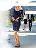 Designer-Spitzenkleid marine