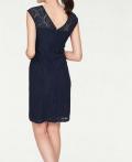 Designer-Spitzenkleid marine