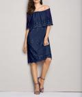 Designer-Spitzenkleid marine