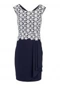 Designer-Spitzenkleid marine-weiß