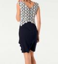 Designer-Spitzenkleid marine-weiß