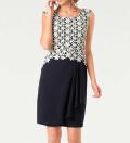 Designer-Spitzenkleid marine-weiß