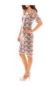 Designer-Spitzenkleid puder-schwarz