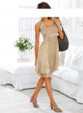 Designer-Spitzenkleid sand Gr. 42