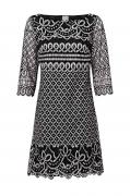Designer-Spitzenkleid schwarz-creme