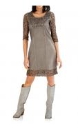 Designer-Spitzenkleid taupe