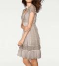 Designer-Spitzenkleid taupe