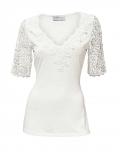 Designer-Spitzenshirt ecru