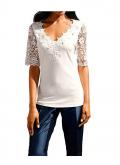 Designer-Spitzenshirt ecru