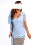Designer-Spitzenshirt hellblau