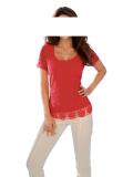 Designer-Spitzenshirt koralle