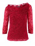 Designer-Spitzenshirt mit Pailletten rot