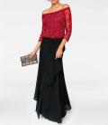 Designer-Spitzenshirt mit Pailletten rot
