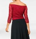 Designer-Spitzenshirt mit Pailletten rot
