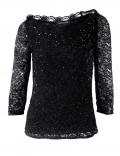 Designer-Spitzenshirt mit Pailletten schwarz