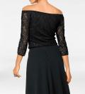 Designer-Spitzenshirt mit Pailletten schwarz