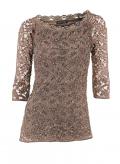 Designer-Spitzenshirt mit Pailletten taupe