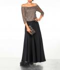Designer-Spitzenshirt mit Pailletten taupe