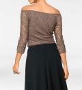 Designer-Spitzenshirt mit Pailletten taupe