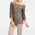Designer-Spitzenshirt mit Pailletten taupe