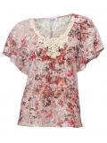 Designer-Spitzenshirt rosé-bunt