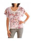 Designer-Spitzenshirt rosé-bunt