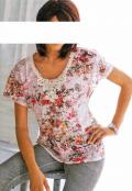 Designer-Spitzenshirt rosé-bunt