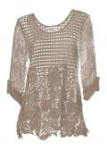 Designer-Spitzenshirt taupe