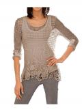Designer-Spitzenshirt taupe