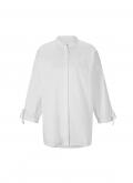 Designer-Stehkragenbluse mitCut-Outs weiß