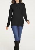 Designer-Stehkragenpullover schwarz