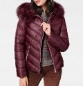 Designer-Steppjacke mit Webpelz bordeaux