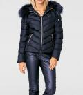 Designer-Steppjacke mit Webpelz marine