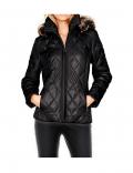 Designer-Steppjacke mit Webpelz schwarz