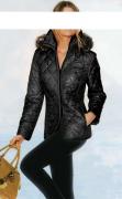 Designer-Steppjacke mit Webpelz schwarz