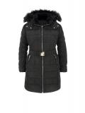 Designer-Steppmantel mit Webpelz schwarz
