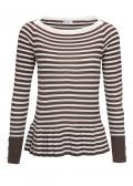 Designer-Streifen-Pullover braun-ecru