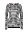 Designer-Streifenpullover schwarz-offwhite