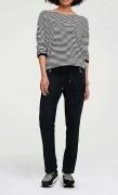 Designer-Streifenpullover schwarz-offwhite